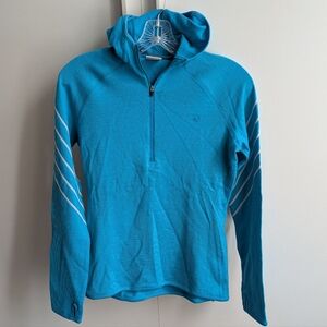 Icebreaker Sport 320 blue 100% merino wool hoodie sweater women's S small